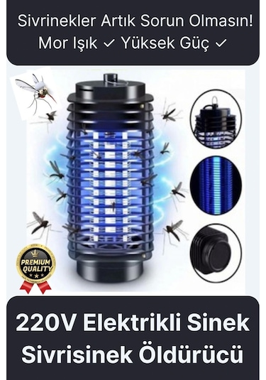 Çok Fonksiyonlu Asılabilir Sessiz Prizli Elektrikli Cız Lamba 220v Mor Işık Kara Sivrisinek Öldürücü