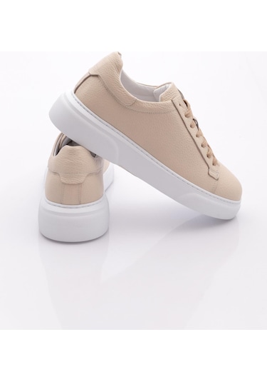 Dgn Leo Erkek Sneakers Ayakkabi Bej Floater Beyaz
