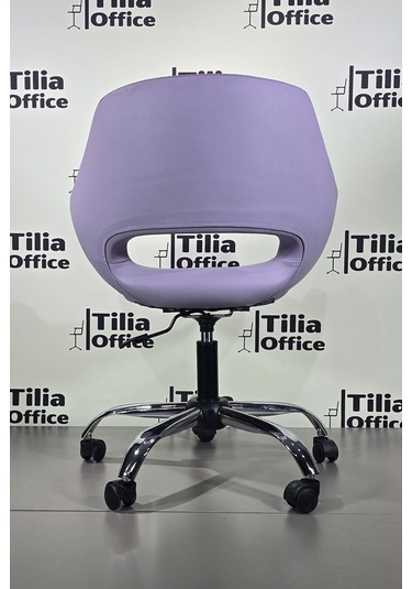 Monaco Çalışma Kesim Koltuğu Yonca Tekerlekli Krom Ayak Lila