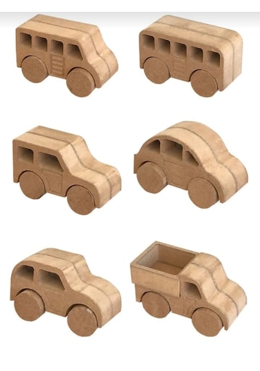 Ahşap Oyuncak Otopark + 6 Adet Oyuncak Araba + 1 Adet Helikopter