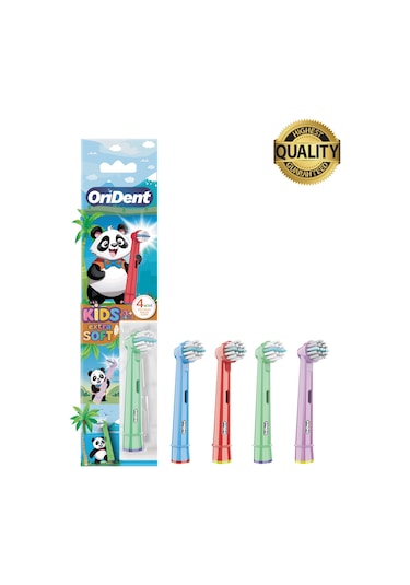 Panda Kids - Çocuklara Özel Oral-b Uyumlu 4 Adet Yedek Başlık Nazik Temizlik Ve Diş Eti Koruması
