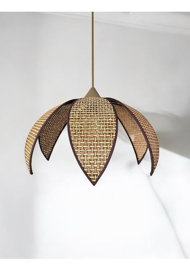 Modern Hazeran Görünümlü Yapraklı Çiçek Şeklinde Bohem Rustik Avize - Kahverengi Kahverengi