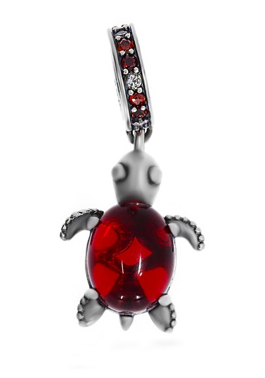 Kadın Kırmızı Kaplumbağa Model Gümüş Charm