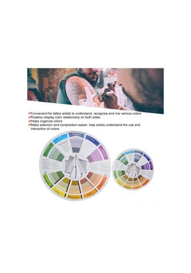 Lemestar Tattoo Renk Tekerleği Seti 2 Adet - Renkleri Organizasyon, Karıştırma Ve Tanıma İçin - Büyük 23.3cm + Küçük 14cm - Tatuaj Sanatçıları İçin Diğer