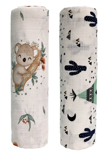 Müslin Örtü İkili 90x90 Minicik Kaktüs Bahçesi-minicik Kuala Sevgisi