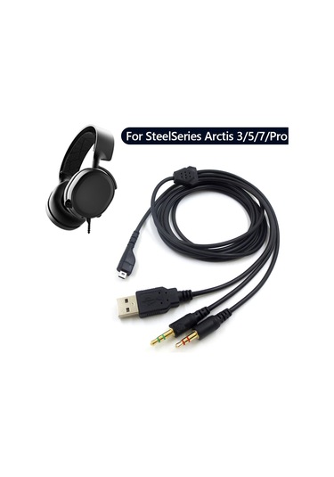 Sones Zs0224 Steelseries Arctis 3 / 5 / 7 / Pro İçin 3 Uçlu Kulaklık Ses Kablosu Siyah