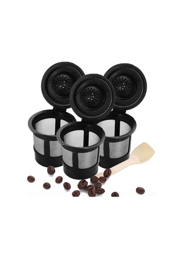 Ruicoo Yeniden Kullanılabilir Kahve Kapsülü - Keurig Makineleri İçin Paslanmaz Çelik Filtreli, Ekonomik Ve Pratik Siyah