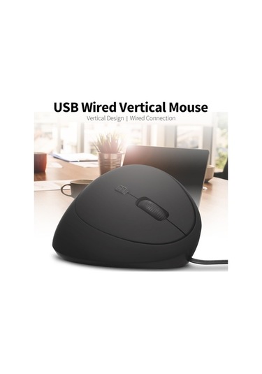 Novahub Dikey Usb Kablolu Ergonomik Fare - 6 Tuşlu, 3 Ayarlanabilir Dpı, Siyah/beyaz/pembe, 10.5x7x6cm, Pc/laptop İçin Optik Optik