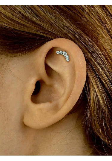 Markiz 925 Ayar Gümüş Kıkırdak Piercing Küpeli Kulak Küpesi 192262703 Gri