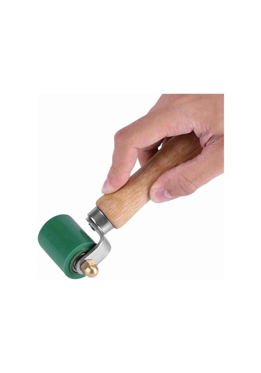 Geeksen Yeşil Silikon Pres Mili 40mm - 260 C Isı Dayanıklı, Çift Yönlü Yataklı, Ahşap Kollü - Pvc, Zırh Folyo Kaynağı Ve Filmi Preslemek İçin Diğer