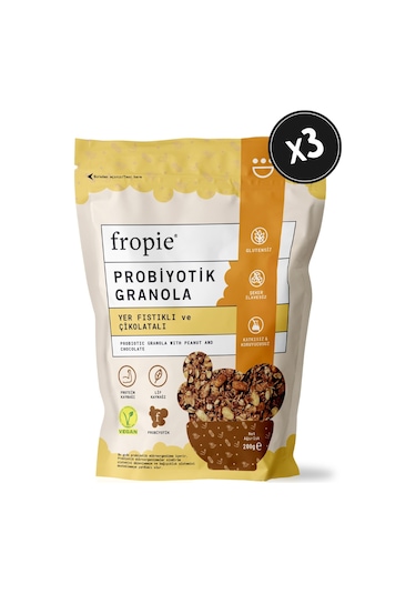 Fropie Yer Fıstığı & Çikolata Probiyotik Granola 3 x 200 G
