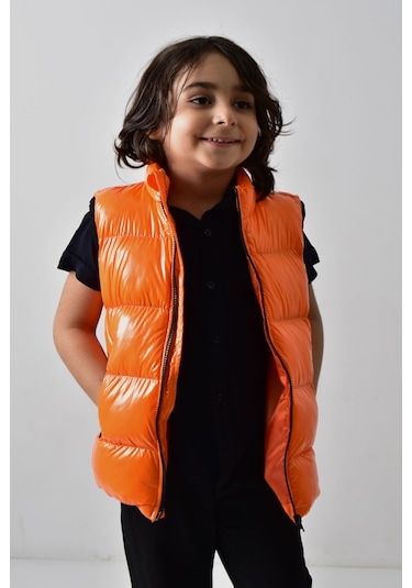 Banada Moda Erkek Çocuk Parlak Turuncu Şişme Yelek