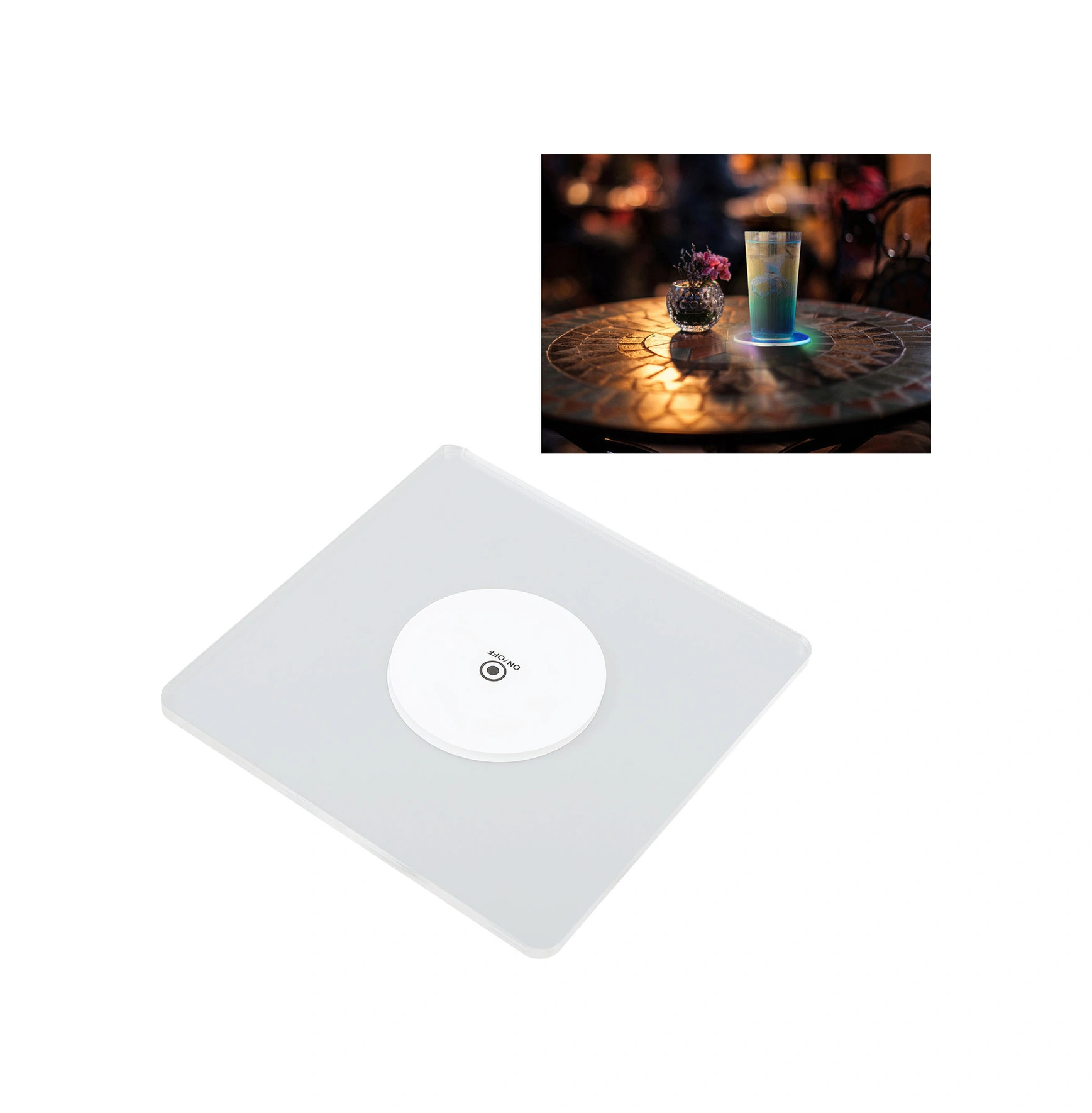 Shineyee 10cm Kare Led Işıklı Bardaq Altlığı - 3 Mod Hızlı/slow Flash, Sürekli Işık - Dayanıklı Pc Malzeme - Bar, Parti, Düğün İçin