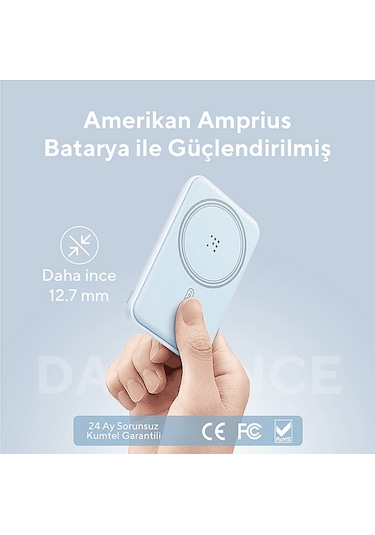 Voltme Magpak 5000mah Magsafe Kablosuz 22.5w Taşınabilir Şarj Cihazı Mavi Mavi