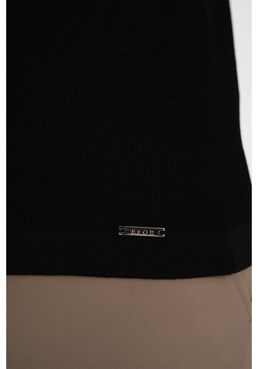 Comfort Fit Polo Yaka Kısa Kollu Siyah Triko Tr 883 Siyah