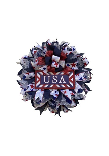 4 Temmuz Çelenkler Ön Kapı Vatansever Amerikan Bayrağı Çuval Taşları Çelenk El İşçili Kırmızı Beyaz Ve Mavi Yıldız İşareti