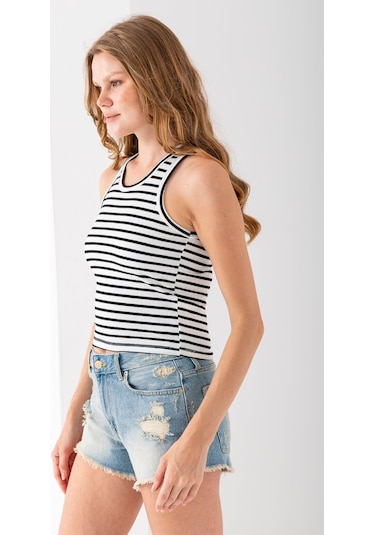Giysa Kadın Bisiklet Yaka Çizgili Basic Body Siyah - 25510 Siyah