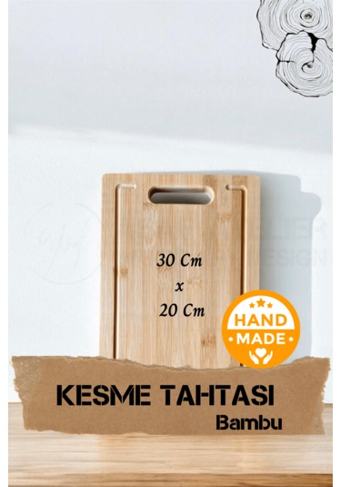 El Yapımı Bambu Ahşap Kesme Tahtası 34 X 24