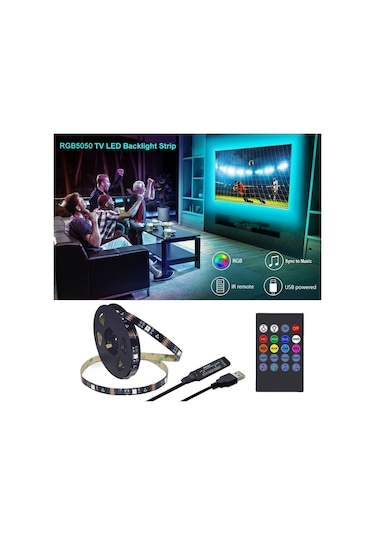 Tv Arka Işık Müzik Senkronizasyonu Usb İle Güçlendirilmiş Rgb 5050 Led Şerit Işığı, 15 - 80 İnç Tv Ayna Pc İçin 3m