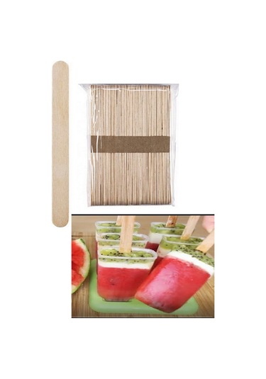 Periboia 50 Li Ahşap Meybuz Dondurma Çubuğu Dil Çubuğu Dar 11 X 1 Renkli