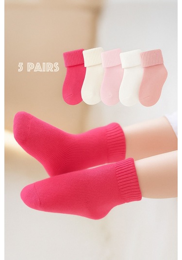 Yenidoğan 5'li Kız Bebek Çorap Seti Doğal Renkler ASORTİ