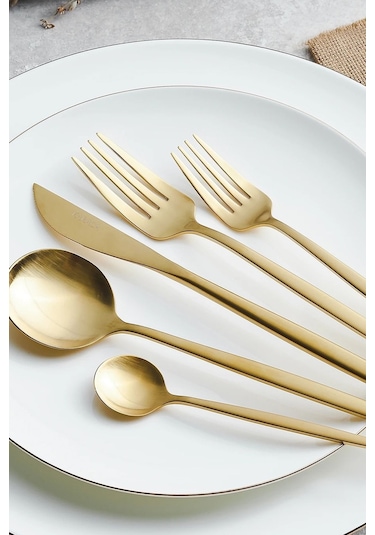 Karaca  Orion 30 Parça 6 Kişilik Çatal Kaşık Bıçak Takımı Matte Gold