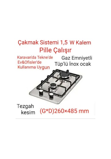 Karavan Ocağı Çakmak 1,5 W Pille Çalışır Gaz Emniyetli
