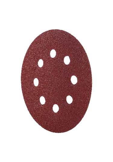 Springsun Alüminyum Oksit 125mm 8 Delikli Pürüzsüz Zımpara Diskleri, Kırmızı, 60 Zımpara Tane, 10 Adet/paket, Ahşap-metal-araç Üzeri Zımparalama İçin