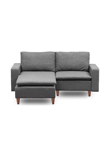 Lungo Modüler Mini Köşe Koltuk Takımı L Koltuk - Gri Keten Açık Gri