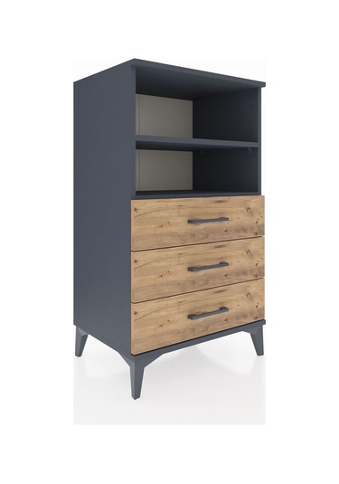 Hyperion Komodin 2 Raflı 3 Çekmeceli 60x44x106 Antrasit-çam Antrasit