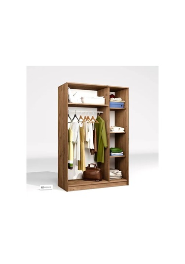 Kardelen Serisi Atlantik Çam 3 Kapaklı 5 Raflı 120 Cm Elbise Dolabı Atlantik Çam