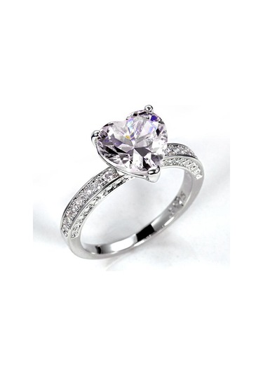 Beyaz Klasik Tektaş Kadın Kalp Yüzük Aaa Pembe Kübik Zirkonya Teklif Yüzükler Kız Arkadaşı Için Yıldönümü Hediyesi Düğün Takı 7 Beyaz