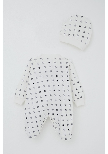 Breeze Erkek Bebek Patikli Tulum Deniz Temalı Çapa Desenli 0-6 Ay, Ekru Ekru