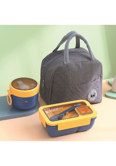 Okullar İçin Uygun Beslenme Çantası Ve Yemek Takımı C-2 MAvi