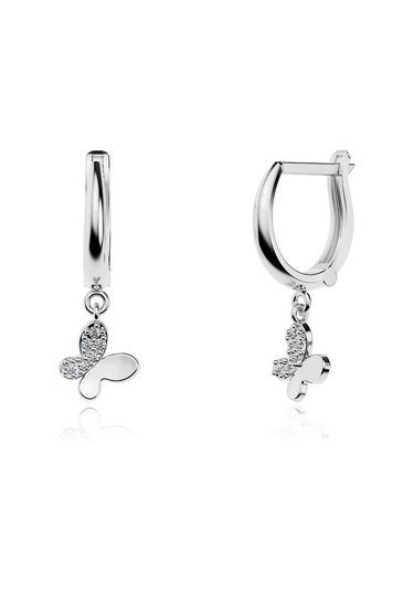 Küçük Kelebek Beyaz Gümüş Küpe