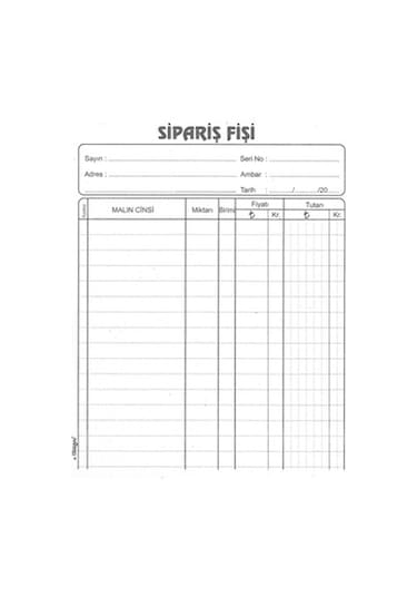 Sipariş Fişi Otokopili 50X2 Nüsha12 Li Paket  Armat-Özkan