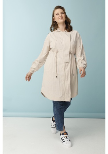Bel Bağcıklı Trençkot - Taş