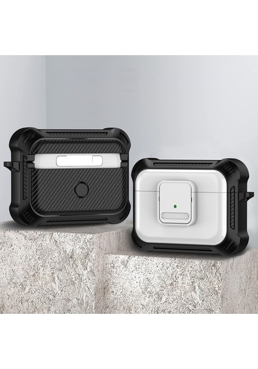 Airpods Uyumlu Pro Tpu + Pc İçin Anahtarlı Darbeye Dayanıklı Kulaklık Koruyucu Kılıf Beyaz
