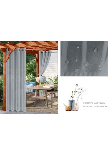 Teltree "su Geçirmez Ve Uv Korumalı Modern Perde - Siyah/beyaz/gri - İç/dış Mekan Kullanımı" Gri