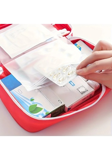 Hightower Kırmızı 1 Adet Portatif Seyahat İlk Yardım Çantası Hafif Kompakt Acil Durum İlaç Çantası