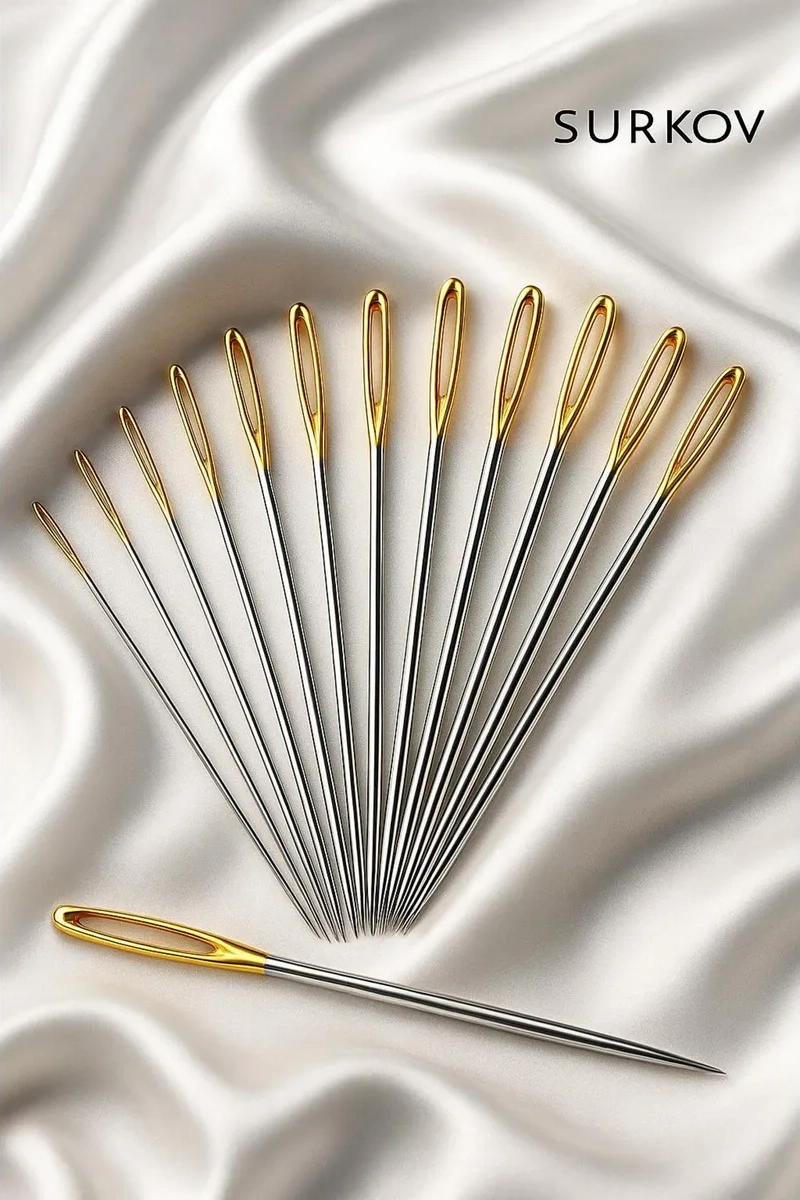 Surkov Büyük Altın Renkli İğneler 10 Adet 390913936