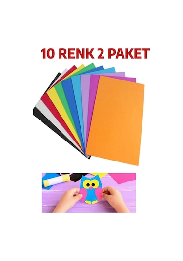 A4 Renkli Fon Kartonu 23x34 10'lu 2'li Paket 10 Renk