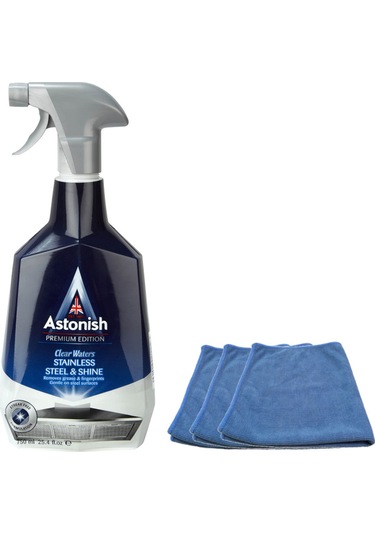 Astonish Paslanmaz Çelik Temizleyici 750 ML + Mikrofiber Bez 3'lü