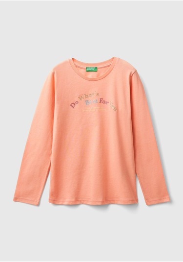 Benetton Kız Çocuk Uzun Tshırt Çocuk Sweatshirt Turuncu