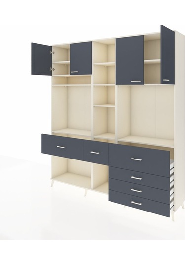 Hyperion Dolap 11 Raflı 6 Çekmeceli 4 Kapaklı 220x44x243 Aytaşı-antrasit/antrasit Antrasıt/antrasıt