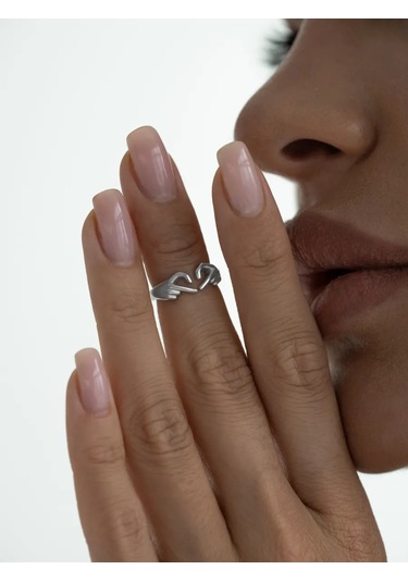 Sılverme Falanksa Takılan Kalp Şeklinde Gümüş Yüzük 925 Ayar Gümüş 272526828 Gümüş