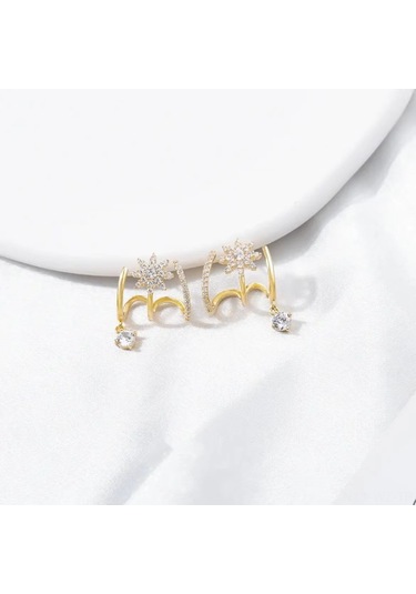 Wezone Küçük Tasarım Zirkonlu Sekiz Yıldızlı Moda Küpeler - Elegan Kadınlar İçin Dayanıklı Ve Şık Takı Diğer