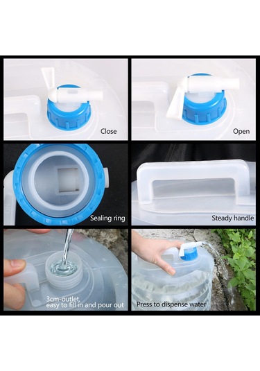 Dofolink 5l Yiyecek Dereceli Katlanabilir Su Deposu, Leak-proof Kranlı, Taşınabilir Outdoor/ev Kullanıma Uygun, -20 C'den 80 C'ye Dayanıklı Beyaz