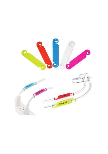 Yuntech01 50 Adet Çok Renkli Kablolu Etiket Seti - Islak Kalemle Yazılabilir, Ev Ve Ofis Kablolarını Düzenle, 5 Renge Ayrılmış Plastik Etiketler