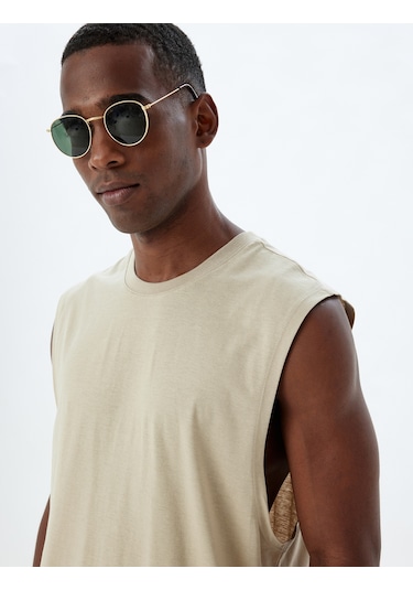 Koton Basic Kolsuz Tişört Bisiklet Yaka Pamuklu Bej 4sam30042mk Ekru